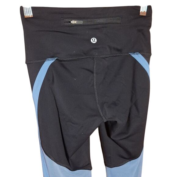 Lululemon high rise size 4 Zip the line crop legging black / utility blue 23" - Picture 5 of 10